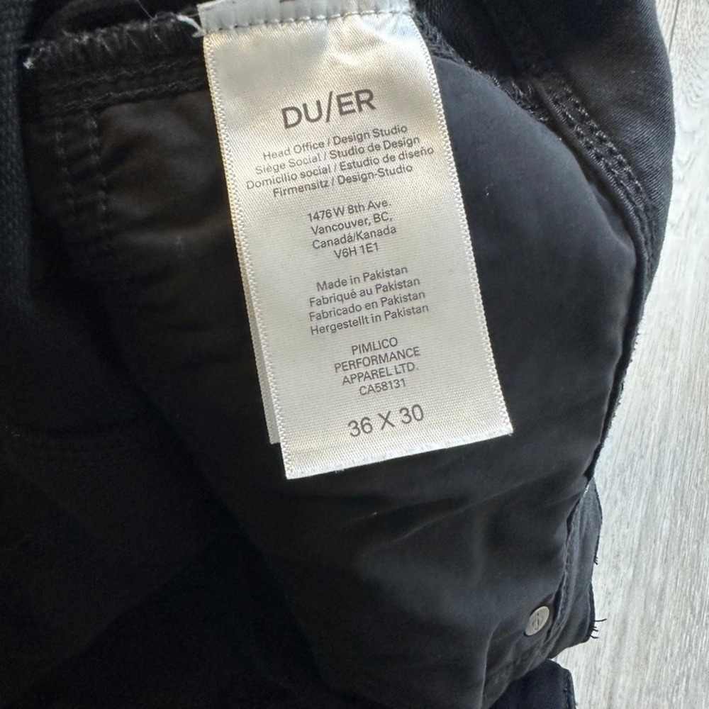 Duer DU/ER N2X Relax Taper Jeans Mens 36x30 Black Denim Stretch Performance Men - Picture 11 of 12